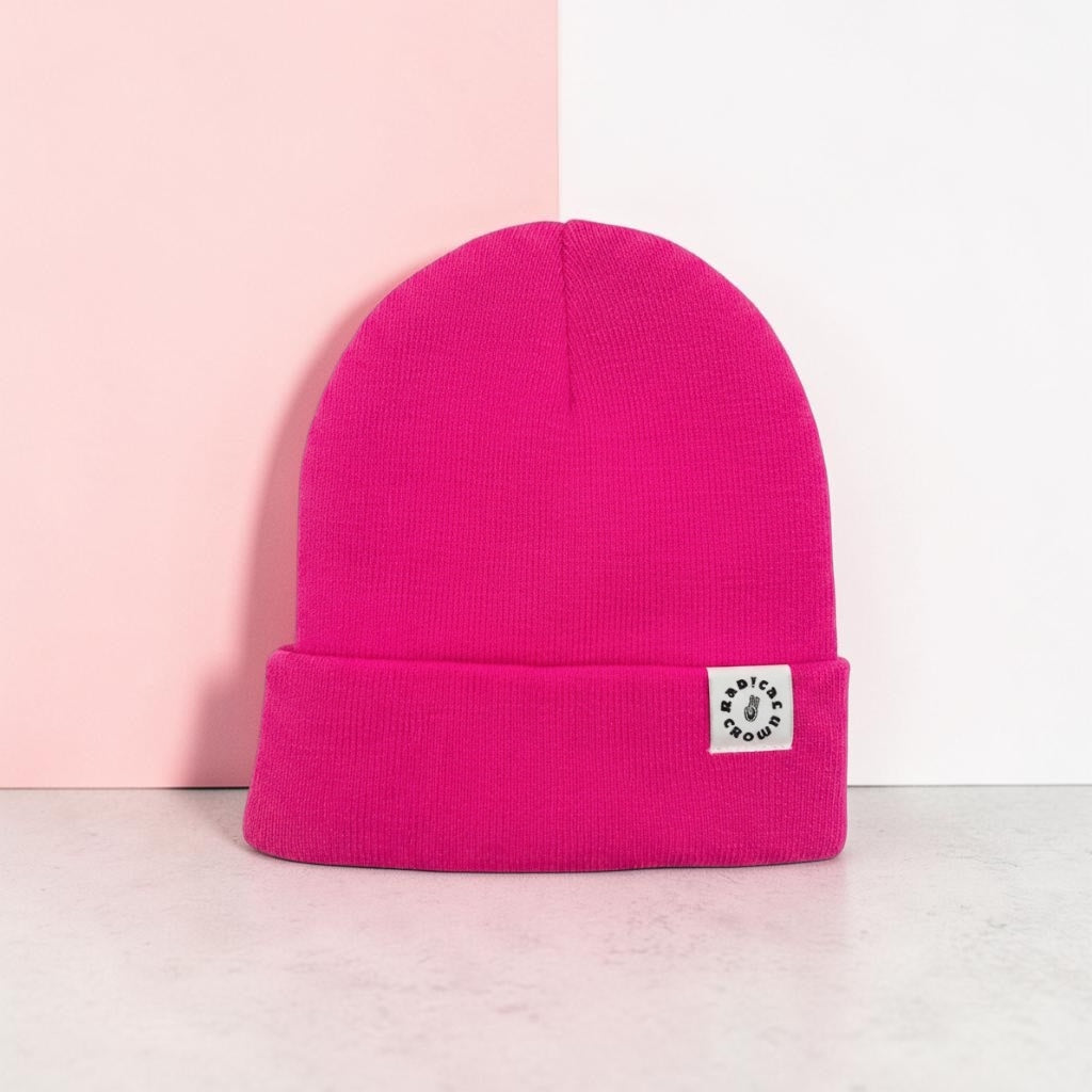 Neon Pink Satin Lined Beanie