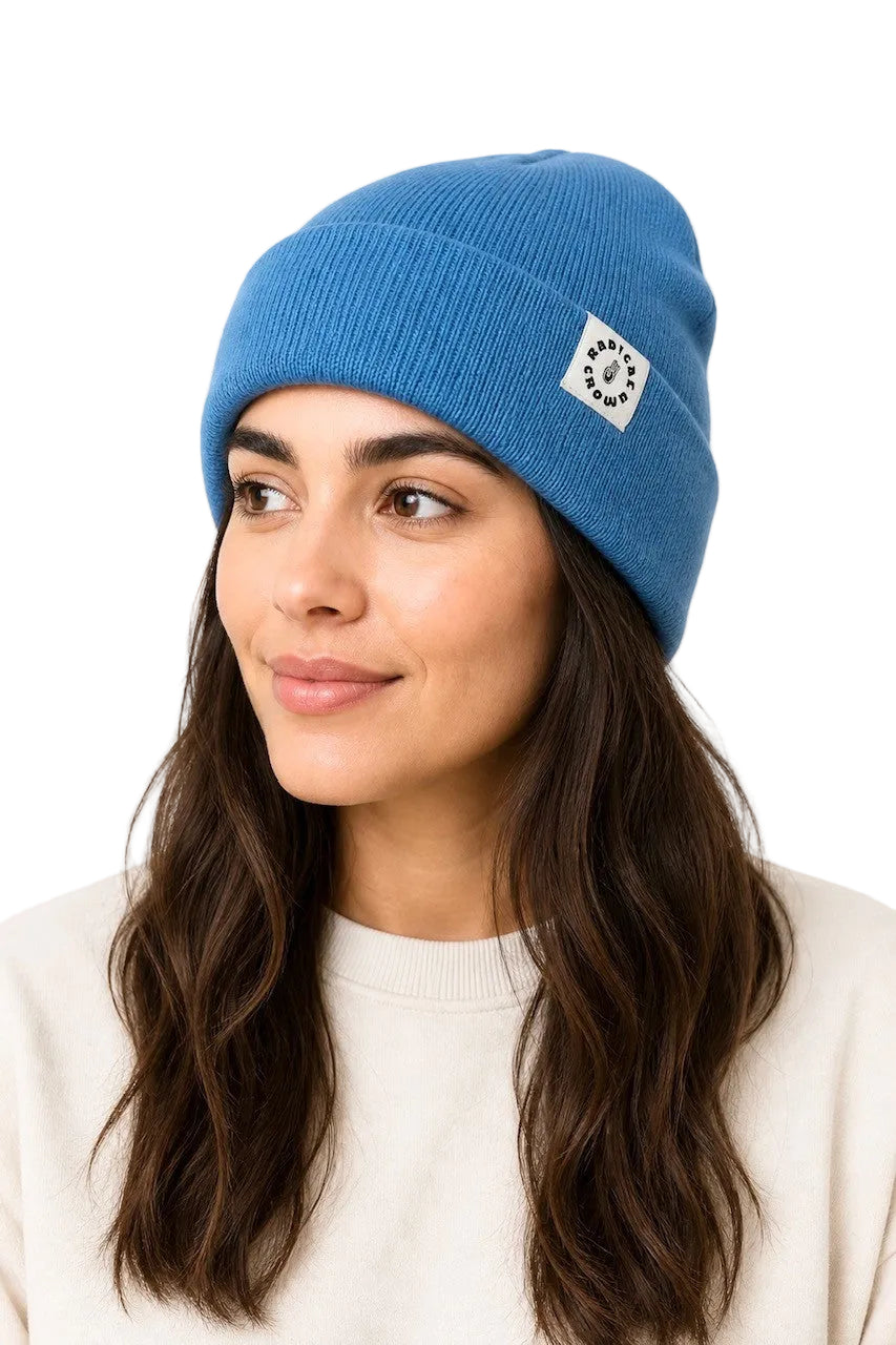 Neon Blue Satin Lined Beanie